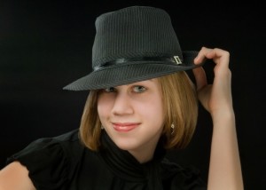 High school senior girl in-studio looking very cool by Dan Iott Photography