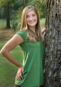 Bright green HS Senior girl